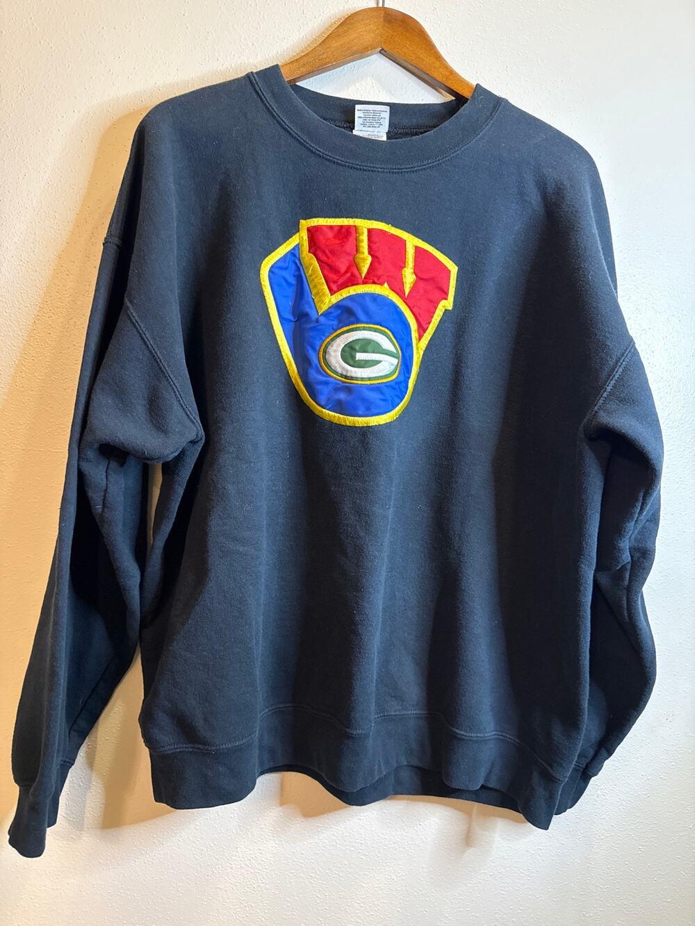 Vintage Green Bay Packers Men’s XL Wisconsin Mitten Appliqué Sweatshirt NFL